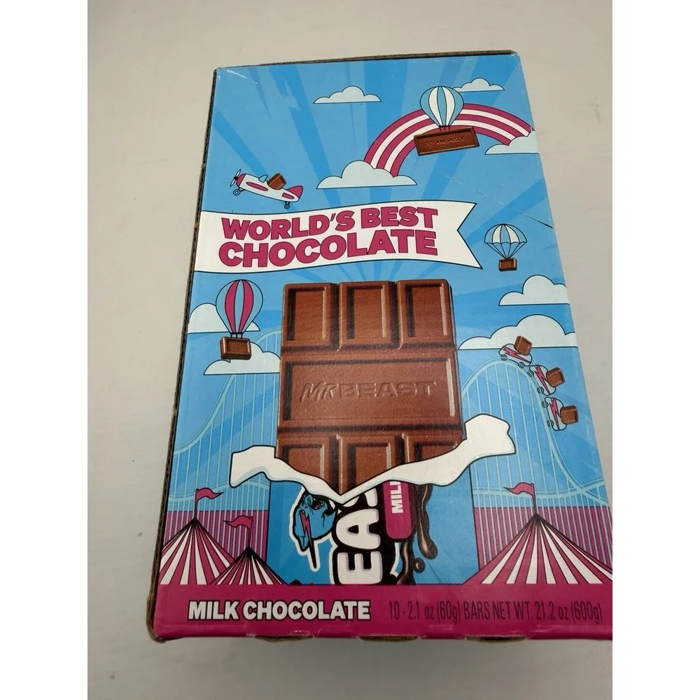10 Pack Mr Beast Feastables MILK CHOCOLATE NEW 2.1 oz Candy Bar